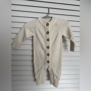 Caden Lane Ivory Knit Sweater Button Romper Baby Onesie - Sz Newborn